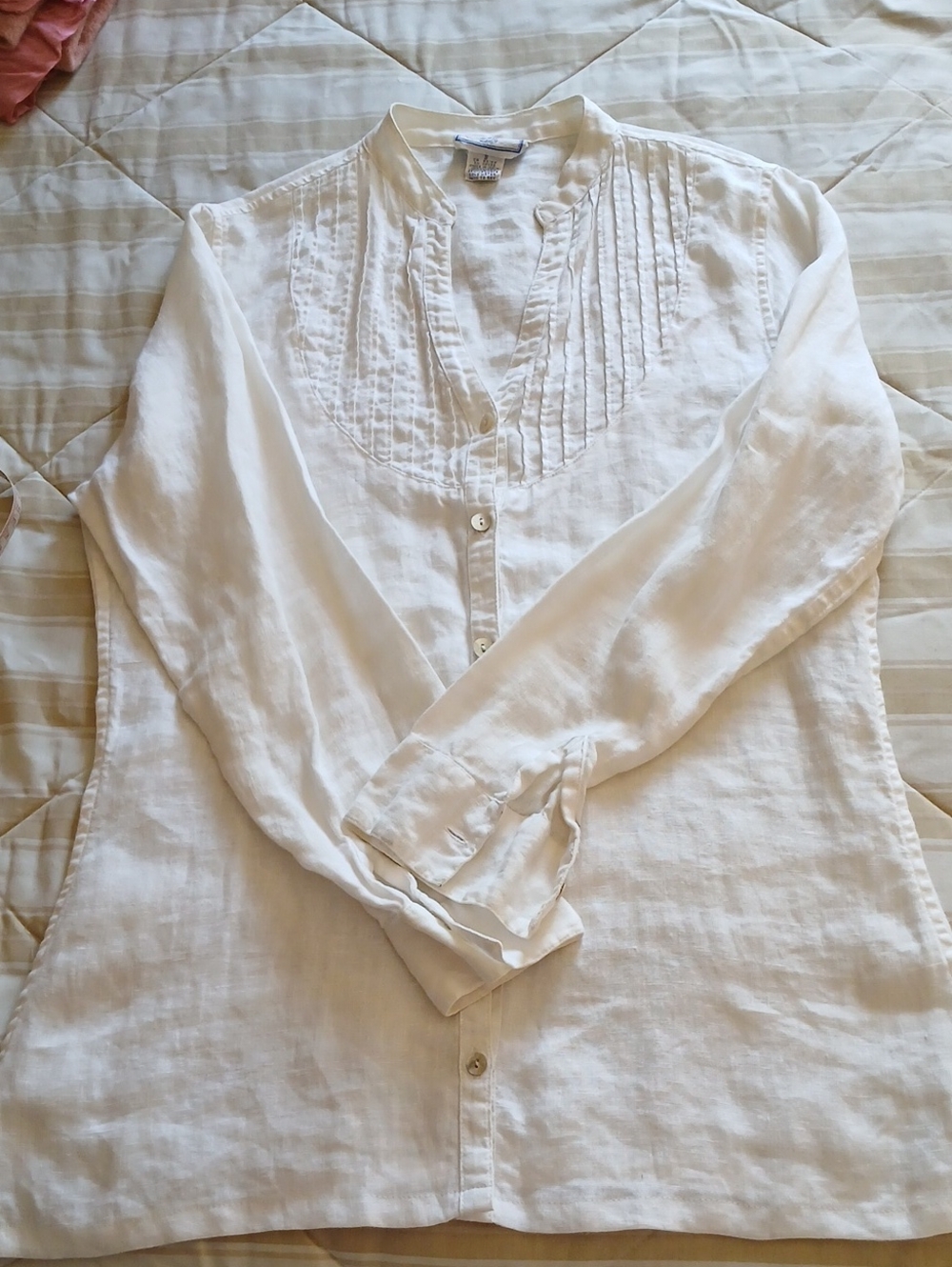 Vintage Apill Cornell White Boho Linen Top Small